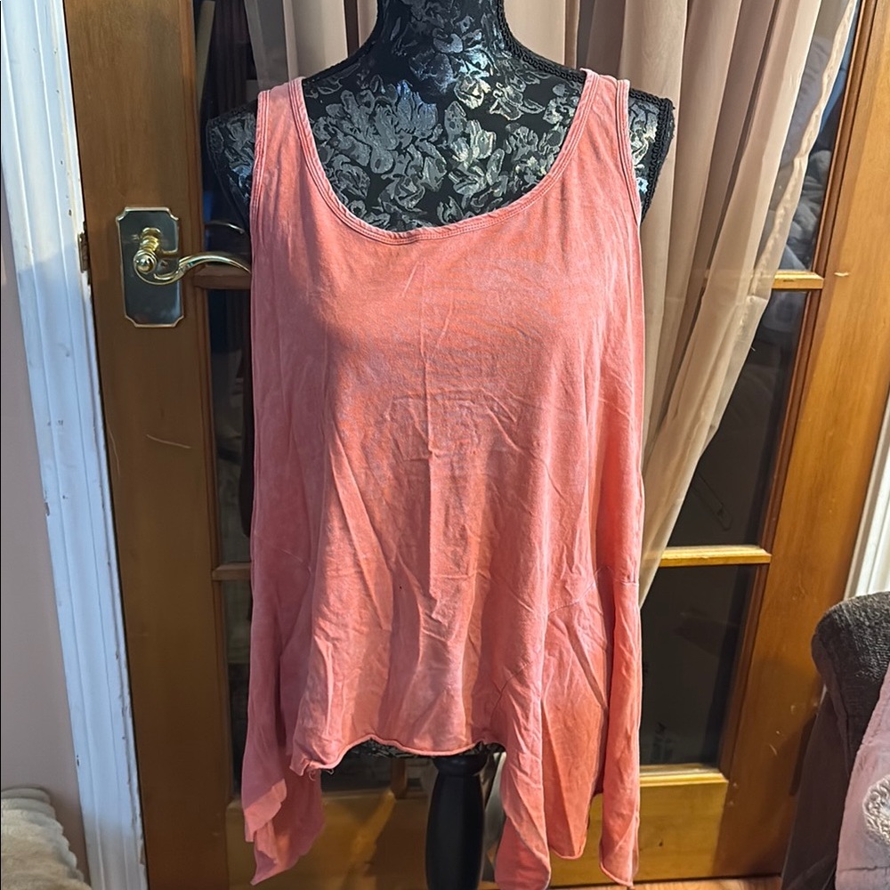 LAST CALL!! Cupio Relaxed Asymmetrical Orange Pink Tank Top
